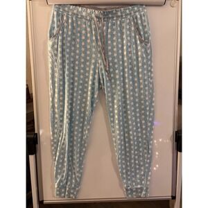 Jane‎ and Bleecker women's large comfy pants blue white polka dot